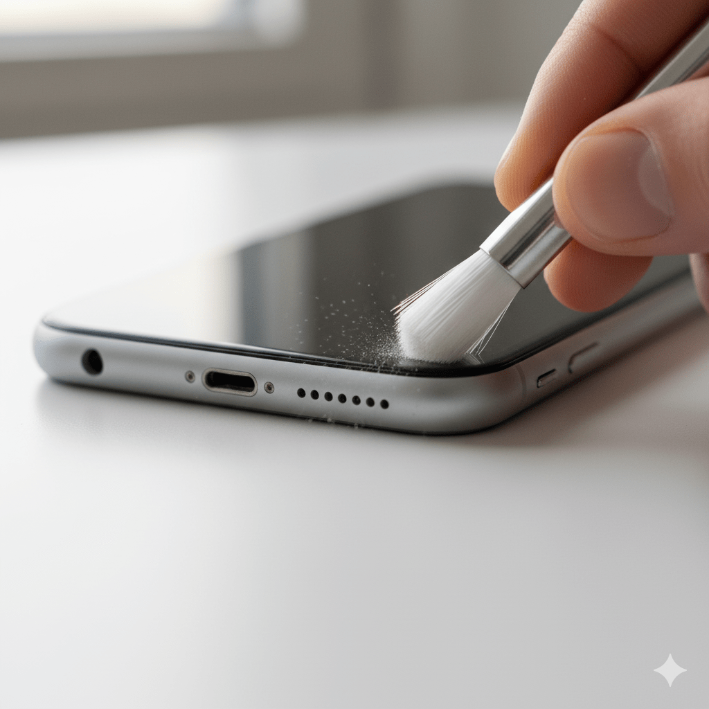 soft brush cleaning iPhone speakers
